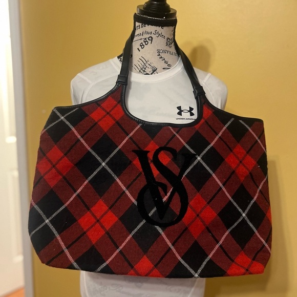 Victoria's Secret NWOT Red and Black Checkered Tote - Picture 4 of 8